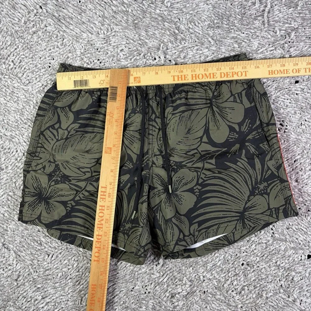 Sundek Swim Trunks Mens Medium Floral Green Lined Summer Beach Drawstring Surf